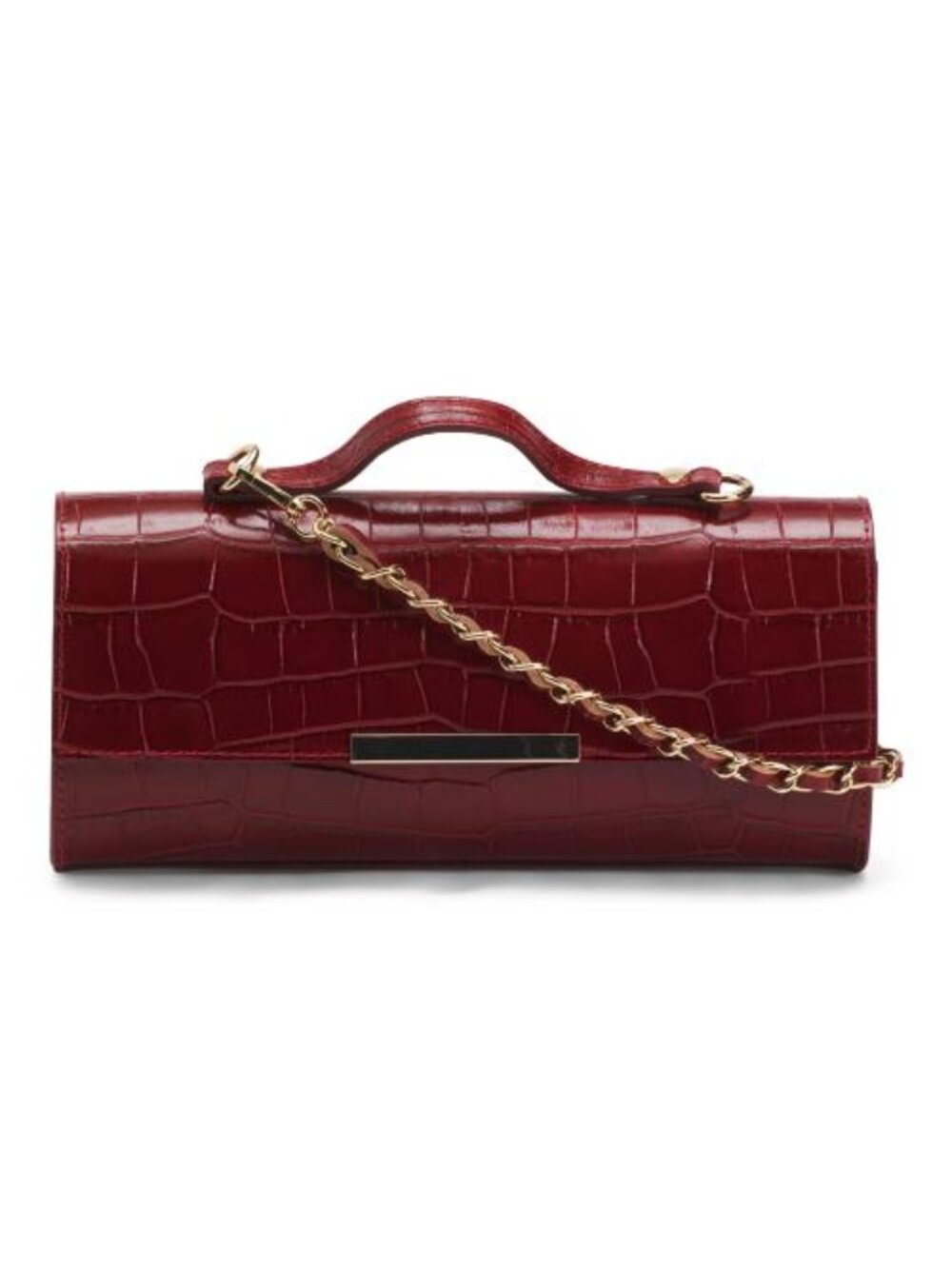 DIVINA FIRENZE Made In Italy Patent Leather Crocodile Top Handle Clutch
